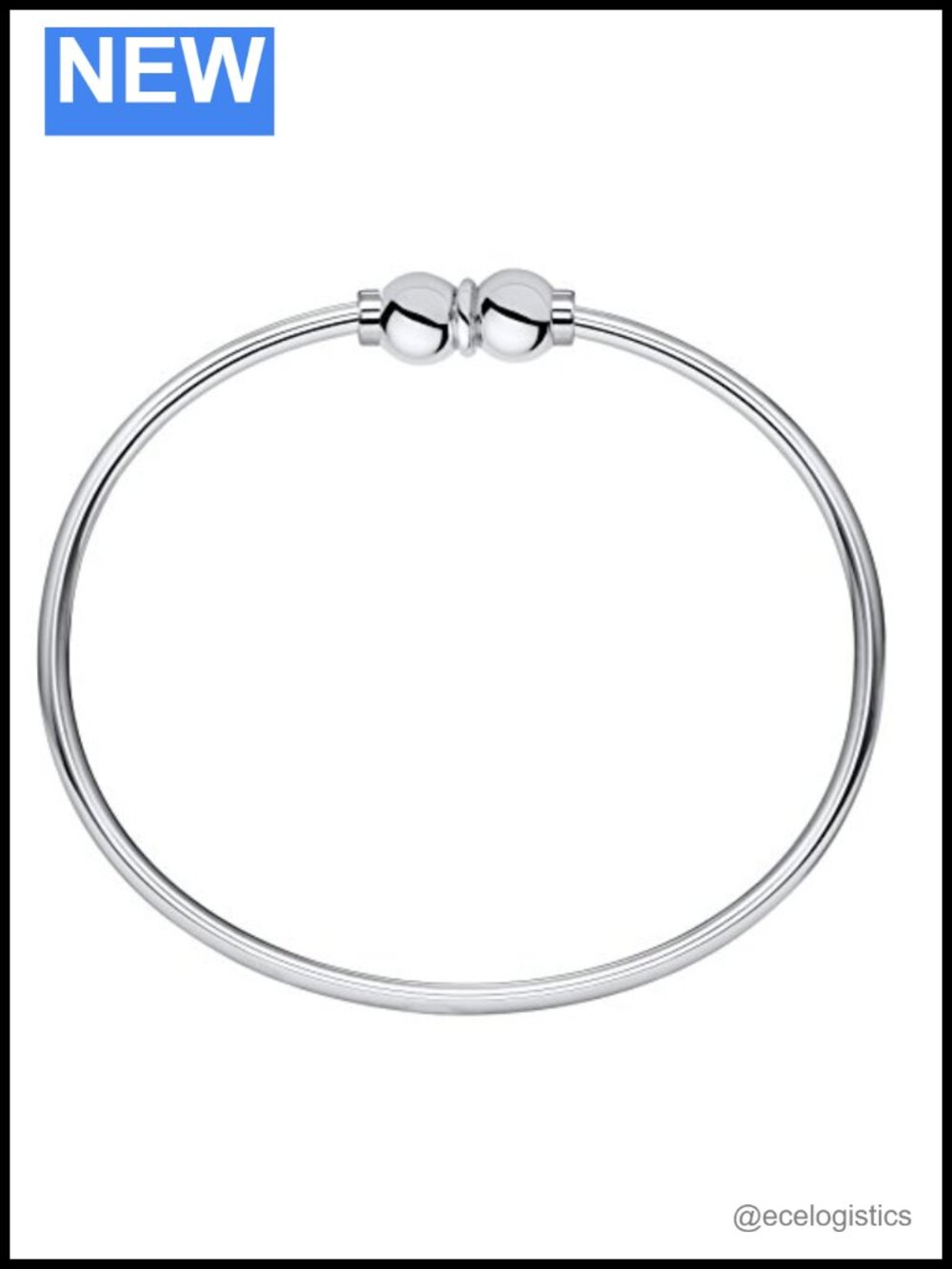 Sterling Silver Double Ball Threaded Bracelet 7.5" USA Made